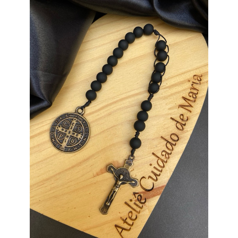 Terço Compacto - Terço de bolso - Nossa senhora - São Bento - Terço Católico reduzido - Artesanal - Oração - Oração em Oferta na Shopee