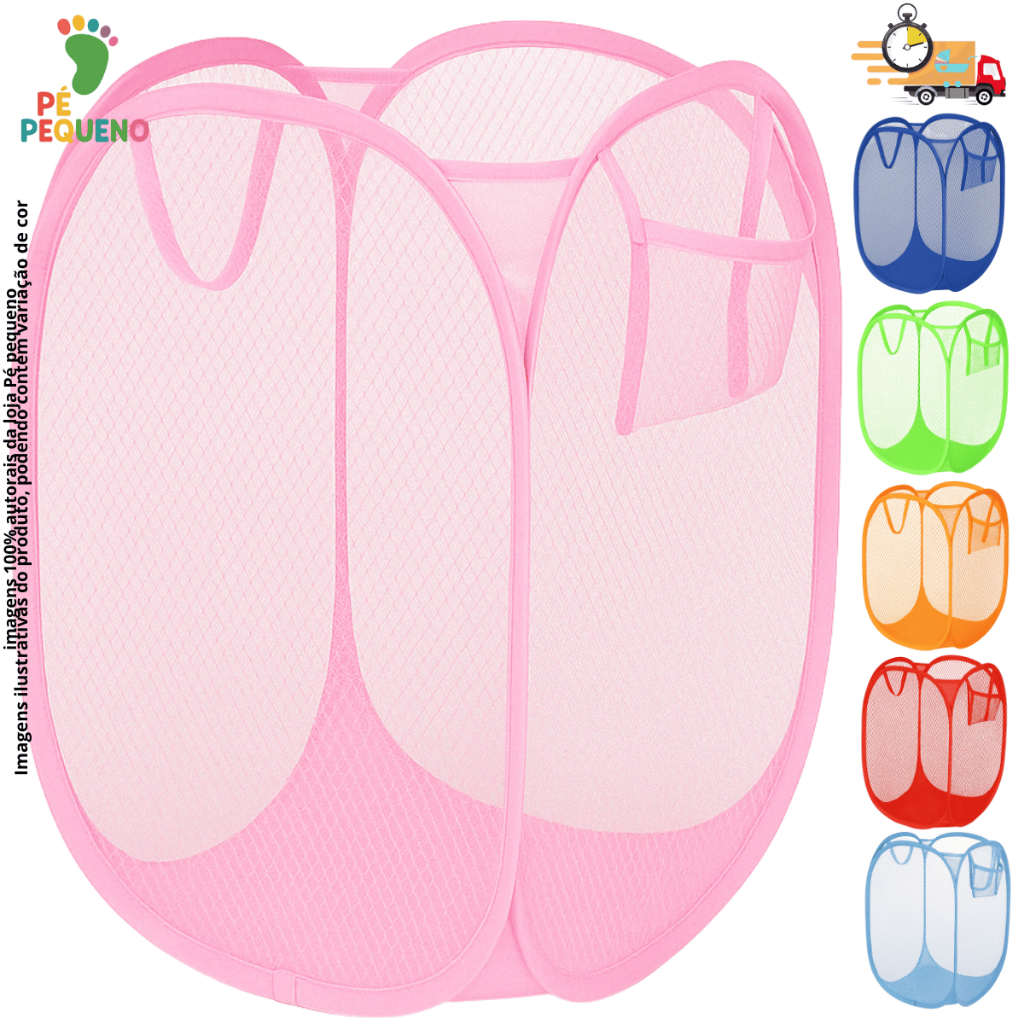 Cesto Dobrável Multiuso Infantil – Organização para Quartos, Lavanderia e Brinquedos