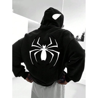 Moletom Canguru Algodão Blusa de Frio Com capuz Aranha Preto Feminino casaco agasalho
