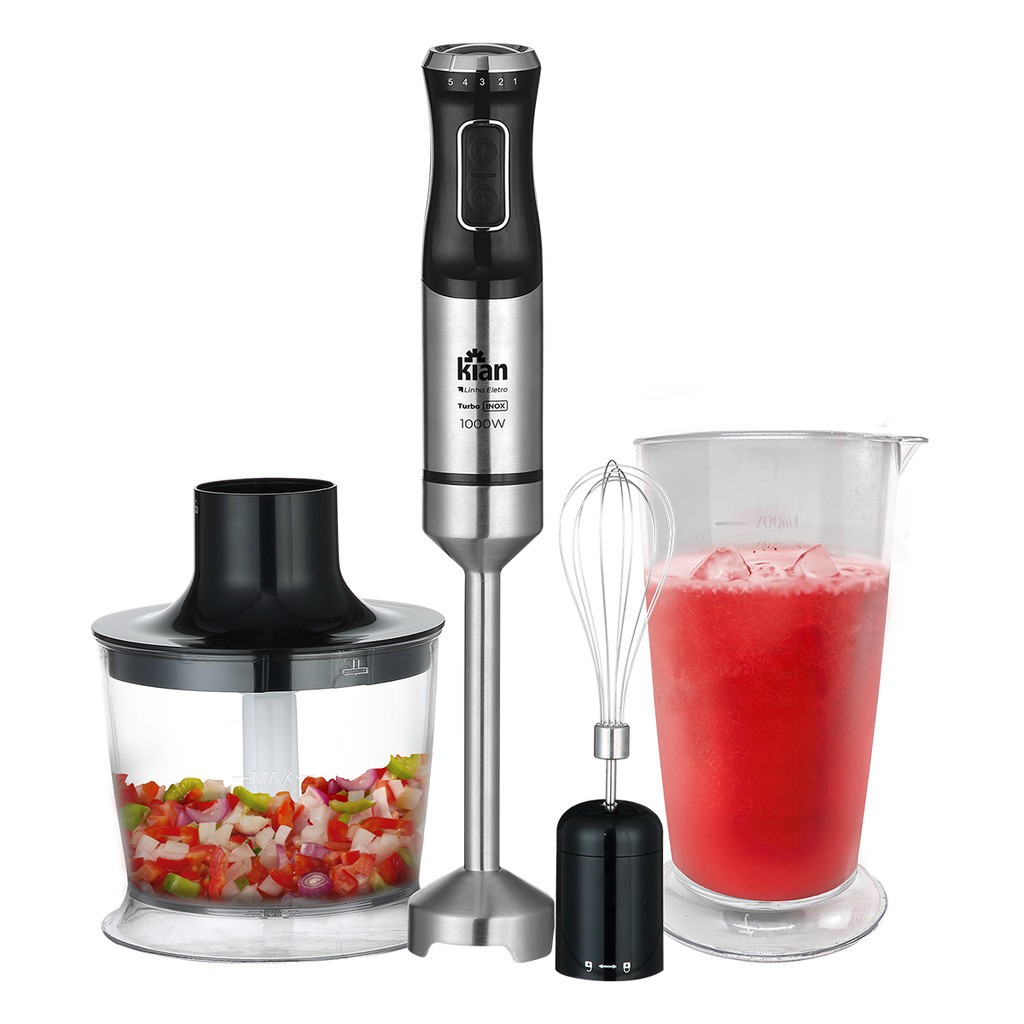 Mixer Moedor 3 em 1 Turbo 1000W 127V 5 Velocidades Processador Misturador Preto - Kian