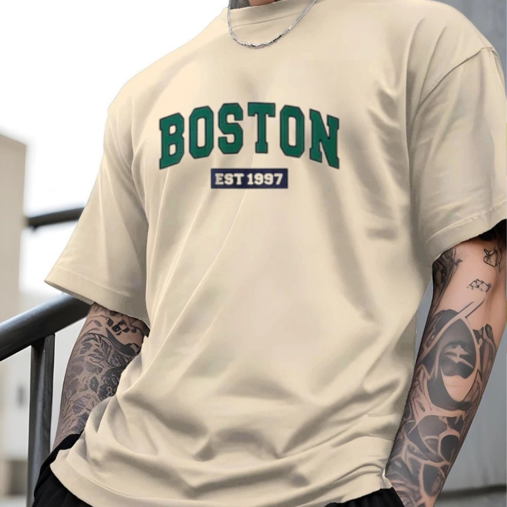 Camiseta Oversized Estilo Streetwear Masculina 100% Algodão Estilo Americano