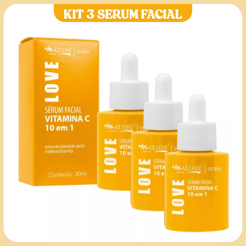 Kit c/ 3 Sérum Facial Vitamina C 10 em 1 Max Love