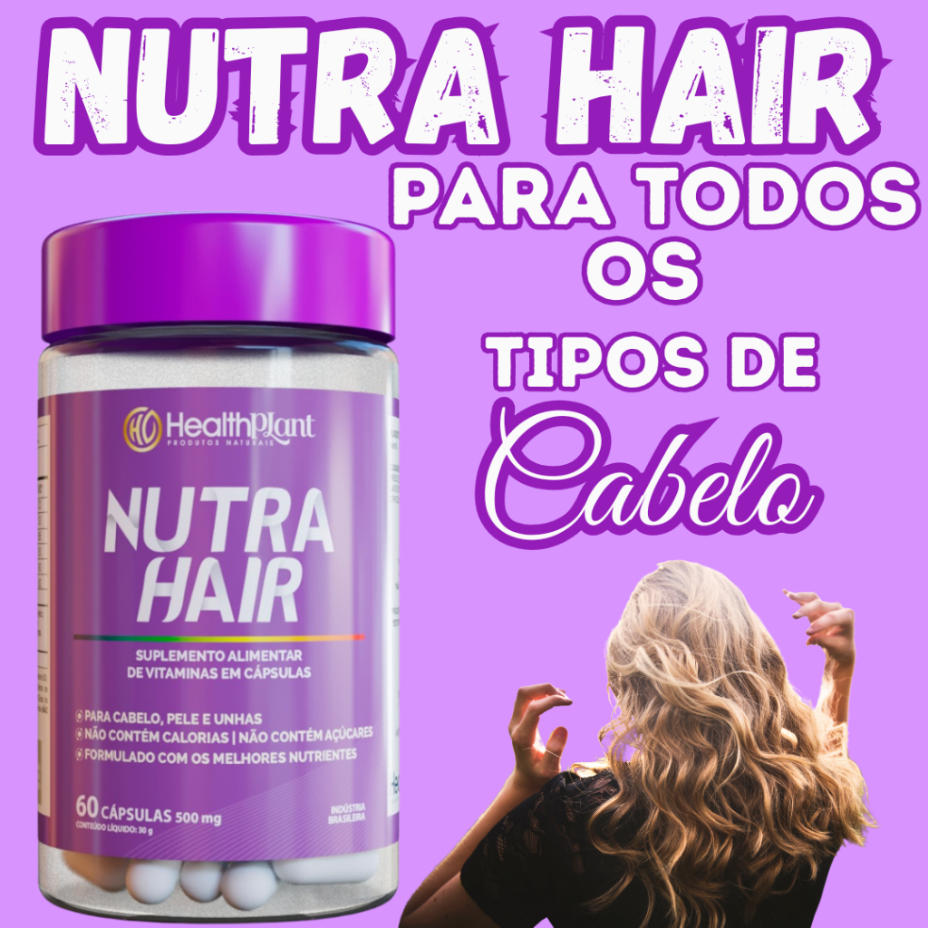 Suplemento em capsulas - Nutra Hair - Cabelo Pele e Unhas - Biotina - Cisteina - Acido Pantoteico