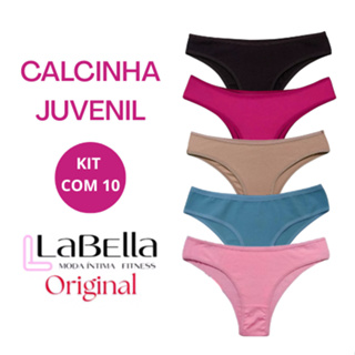 Kit 5 e 10 Calcinha Juvenil de algodão antialergica  menina moça Conforto 100% algodão C-01 em Oferta na Shopee
