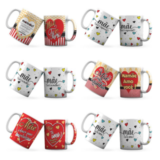 Kit 50 Canecas de Porcelana para Dia das Mães 300ml - Xicaras Grandes - Leite - Café - Presente Ideal em Oferta na Shopee