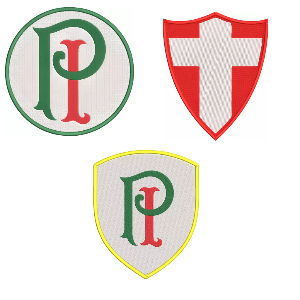 3X PATCH BORDADO TERMOCOLANTE ESCUDO PALESTRA ITALIA PALMEIRAS CRUZ DE SAVOIA