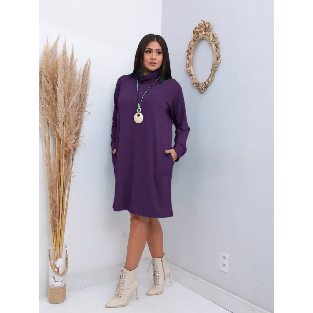 Vestido Poncho de lazinha feminina de cachrrel manga longa pra inverno