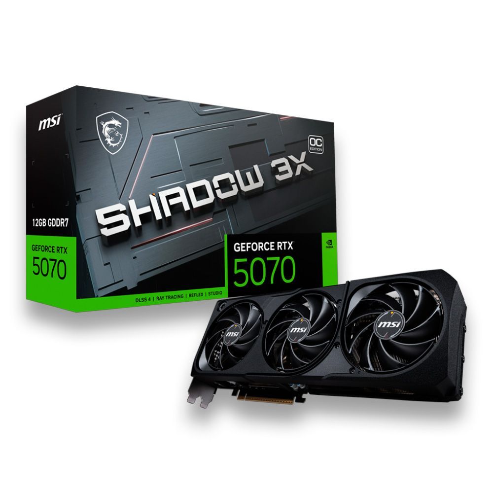 Placa de Vídeo NVIDIA GeForce MSI RTX5070 12GB GDDR7 192ITS Shadow 3X OC - 912-V532-008