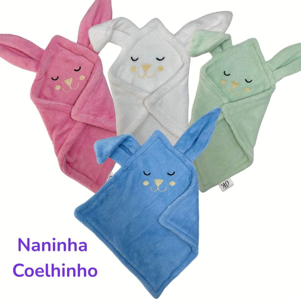 Naninha Paninho de Ursinho Coelhinho Antialérgico para Bebê Cheirinho