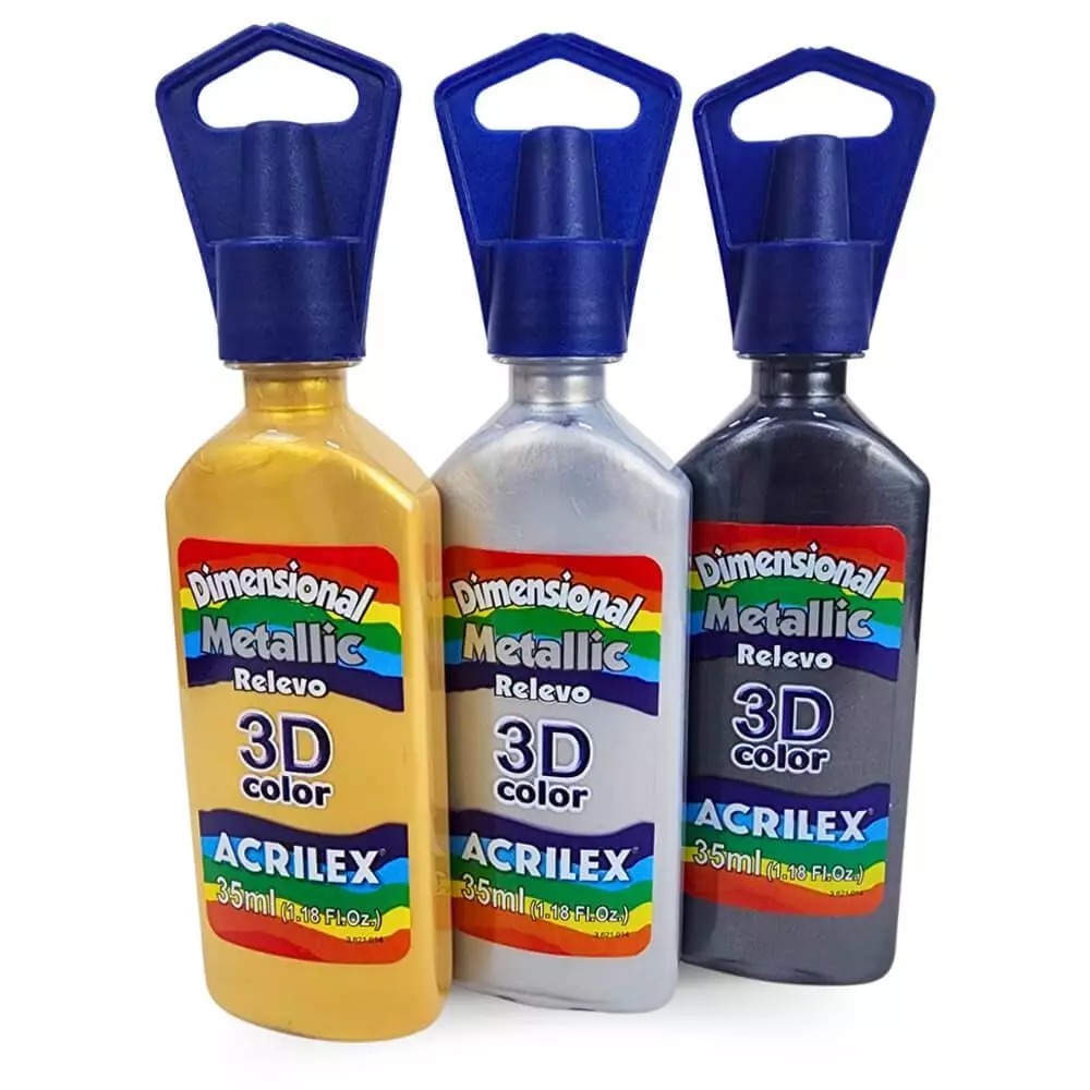 Tinta Dimensional Metalic Relevo 3D ACRILEX 35ML