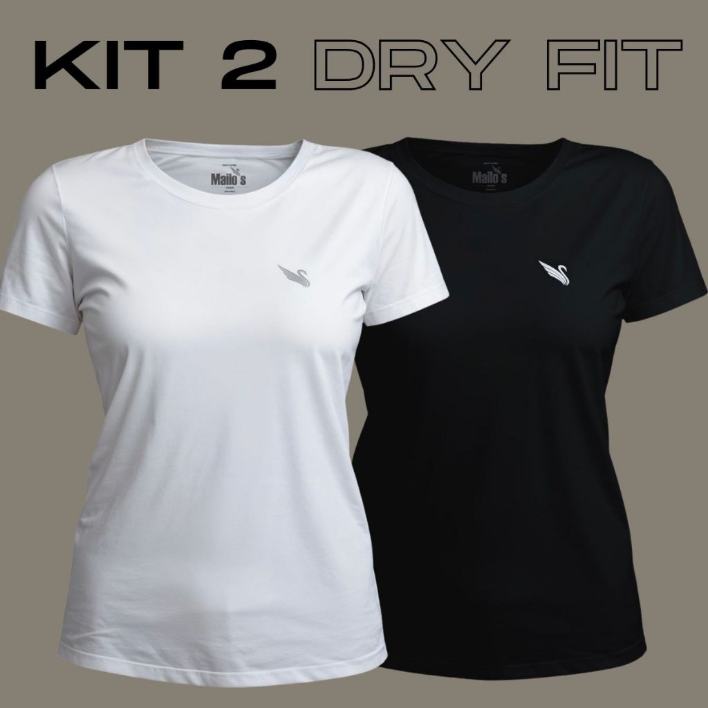 Blusa kit 2 Dry fit camisa feminina t shirt treino academia uv