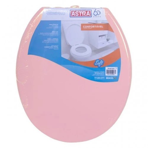 Assento Sanitário Oval Plástico Rosa 1 Astra Modelo Tpj/as*rs1