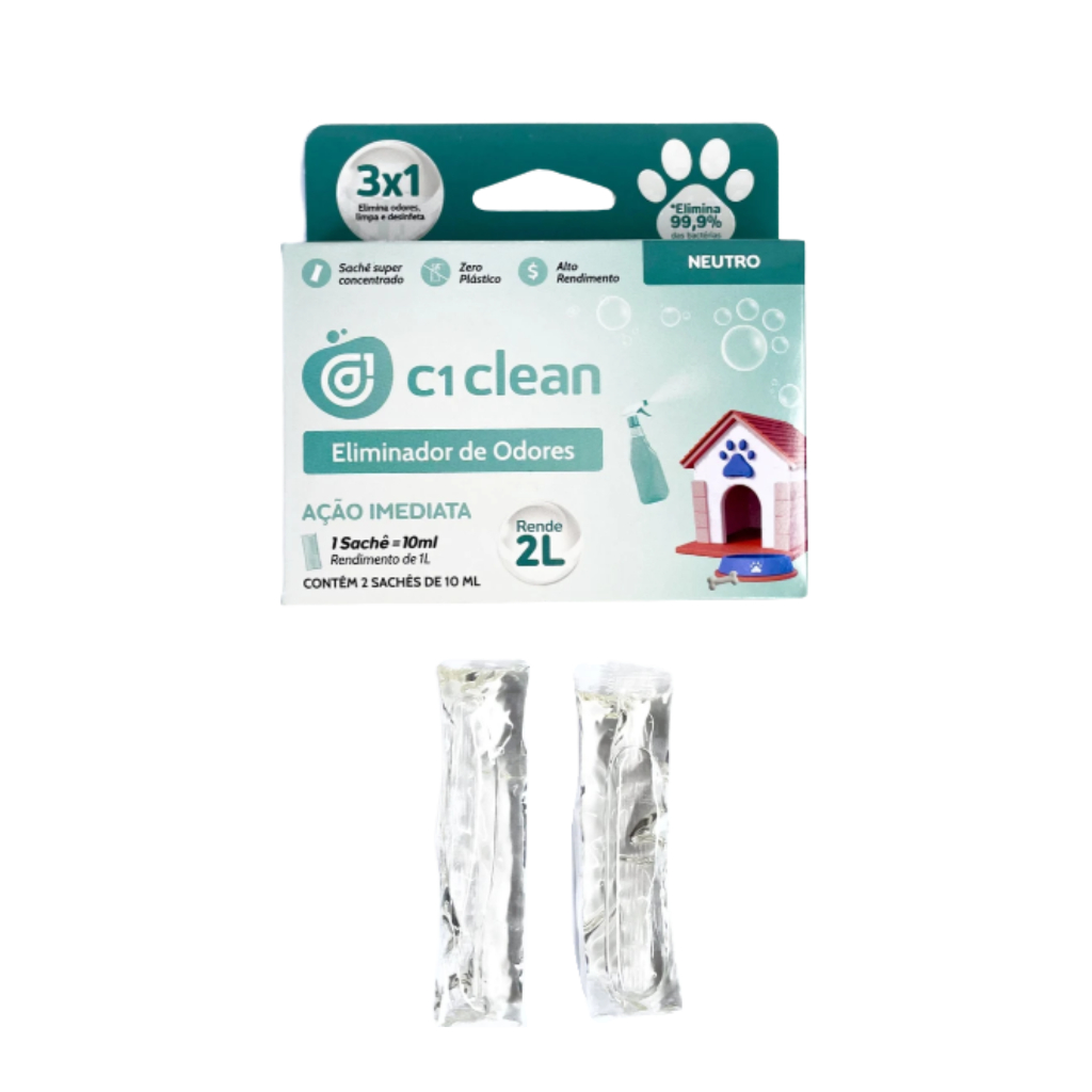 Detalhes do Eliminador de Odores Pet C1 Clean | 2L - sachês