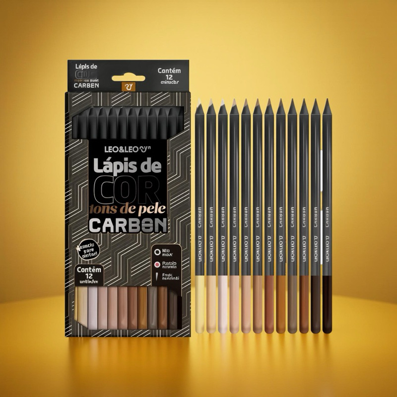 Lapis De Cor 12 Cores Tons De Pele Carbon Soft Macio Leonora Cor da marcação Colorido