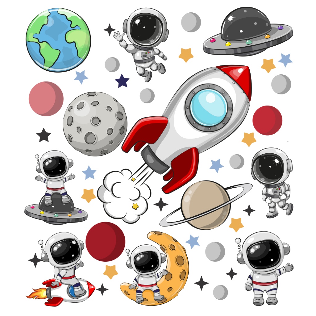 Adesivo de Parede Infantil Astronauta Estrelas Quarto Criança