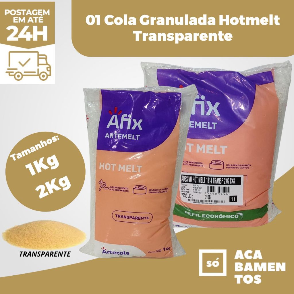 Cola Granulada Hot Melt Transparente Afix Baixa Temperatura Coladeira Fita de Borda MDF Hotmelt