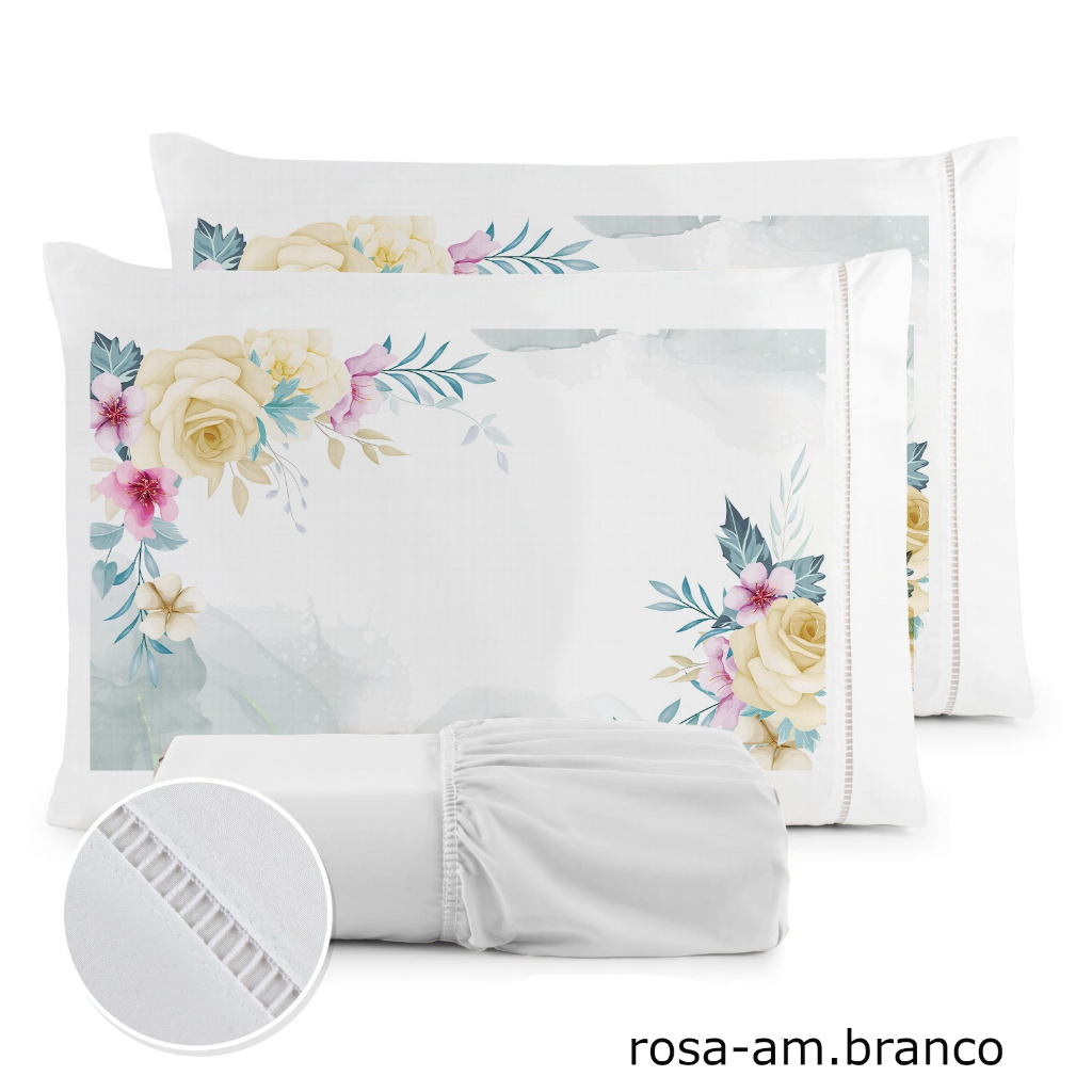Jogo de Lençol Casal 400 Fios Micropercal Queen/King 3 Pçs Estampado Casal Padrão — imagem 2 de 2