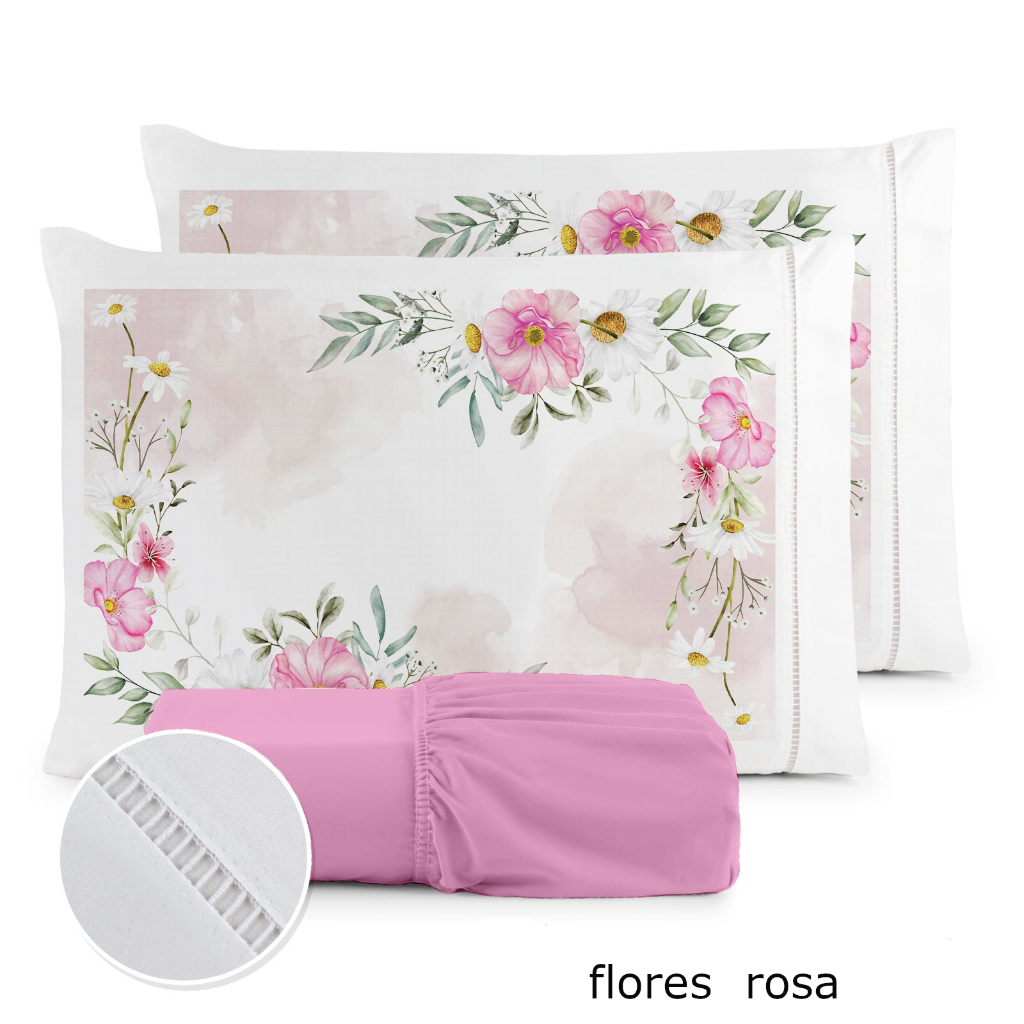 Jogo de Lençol Casal  400 Fios Micropercal Queen/King 3 Pçs Estampado Casal Padrão em Oferta na Shopee