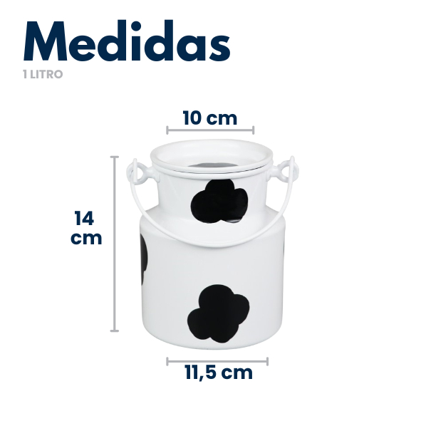 KIT 15 Leiteiras de Alumínio com Mancha Vaca 1L