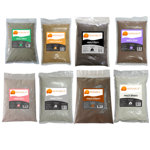 Argila Facial 1Kg (Escolher: Amarela, Branca, Cinza, Marrom, Preta, Rosa, Roxa ou Verde)