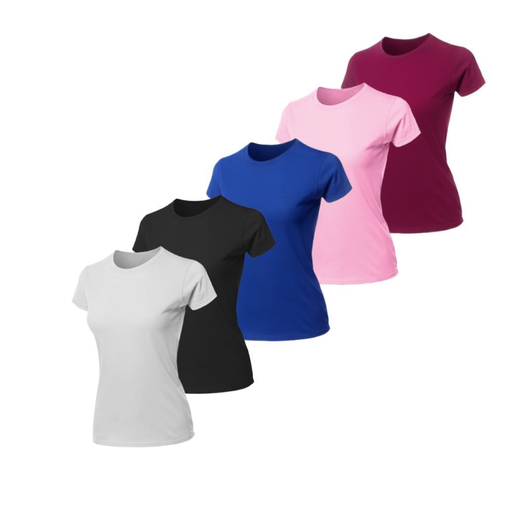 Kit 5 Camisetas Femininas Algodão Premium Dia a Dia Casuais Básicas Lisas em Oferta na Shopee