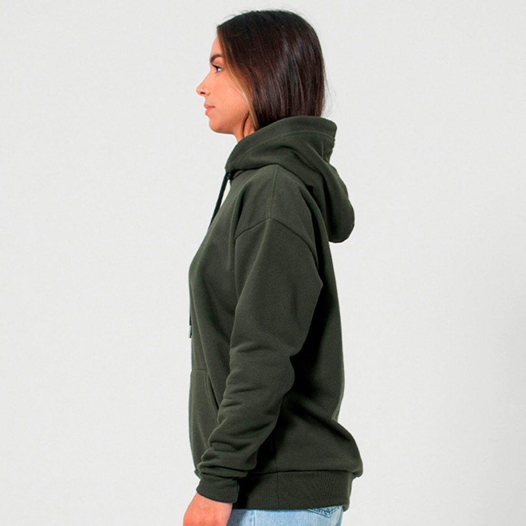 Detalhes do Moletom Canguru Verde Militar Streetwear 2 Cabos