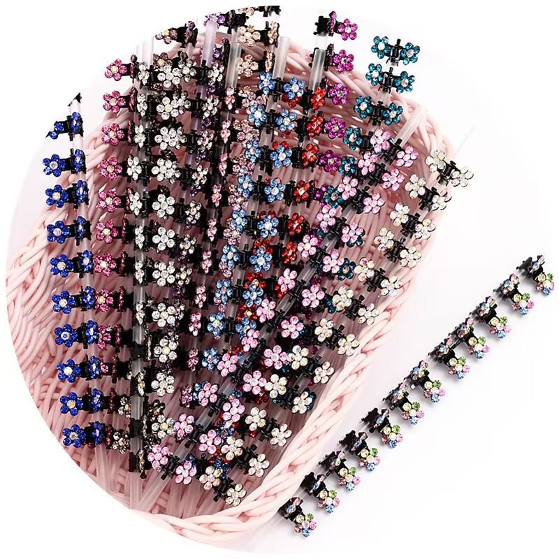 Kit 40/80/160 Mini piranha presilha para cabelo detalhada em strass