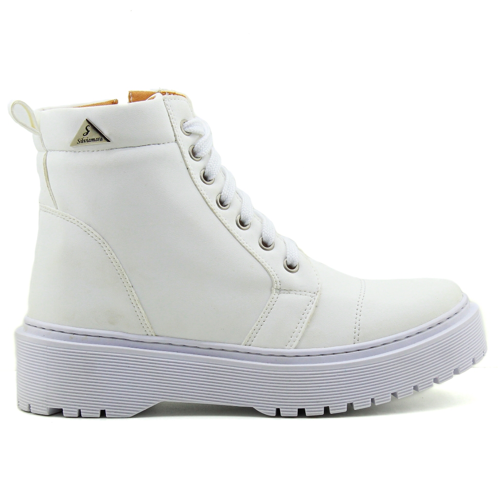Bota Coturno Feminino Plataforma Cano Curto Frio Outono Confortável Sola Baixa Macia Zíper Blogueira