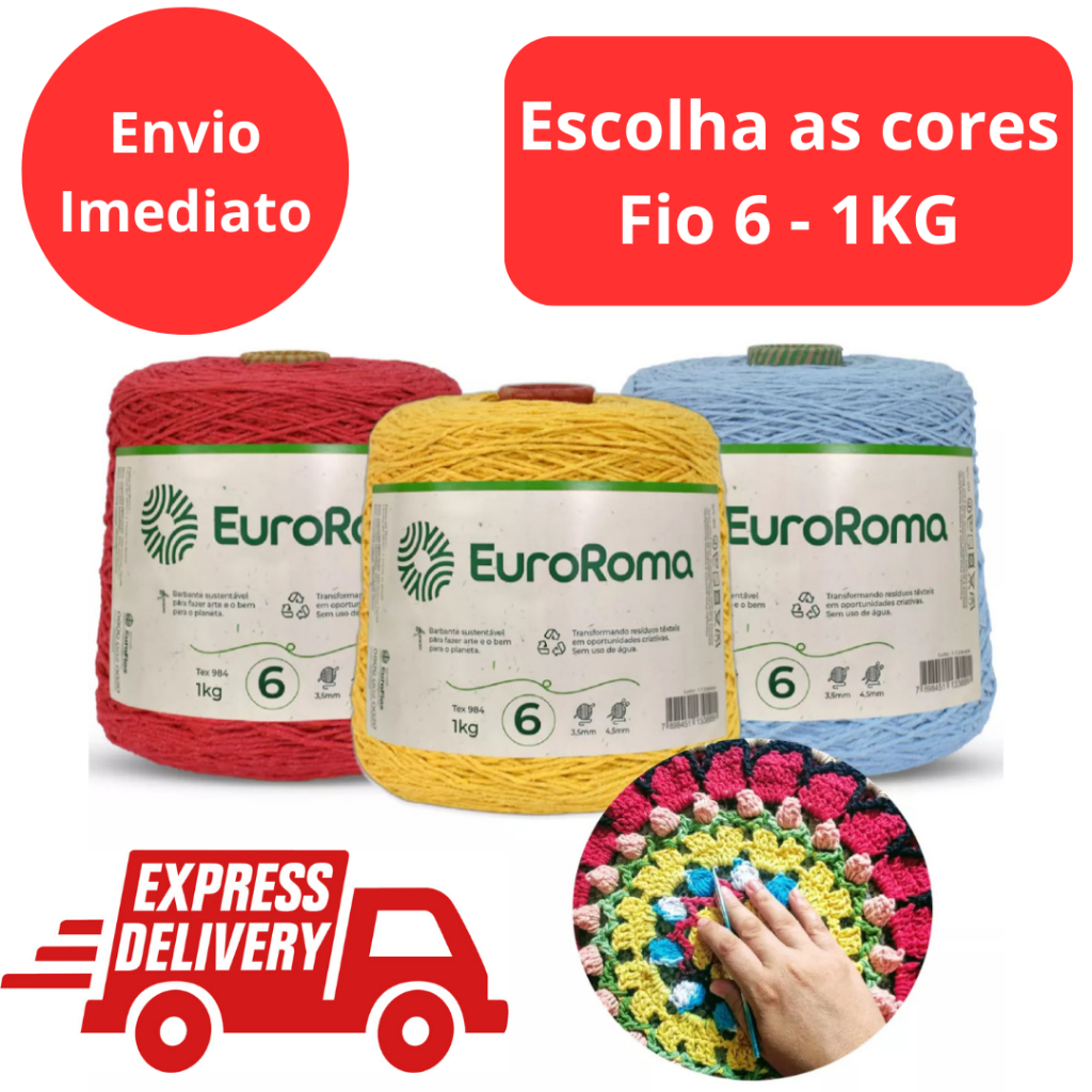 Barbante Euroroma 1Kg Fio 6 Escolha as Cores em Oferta na Shopee