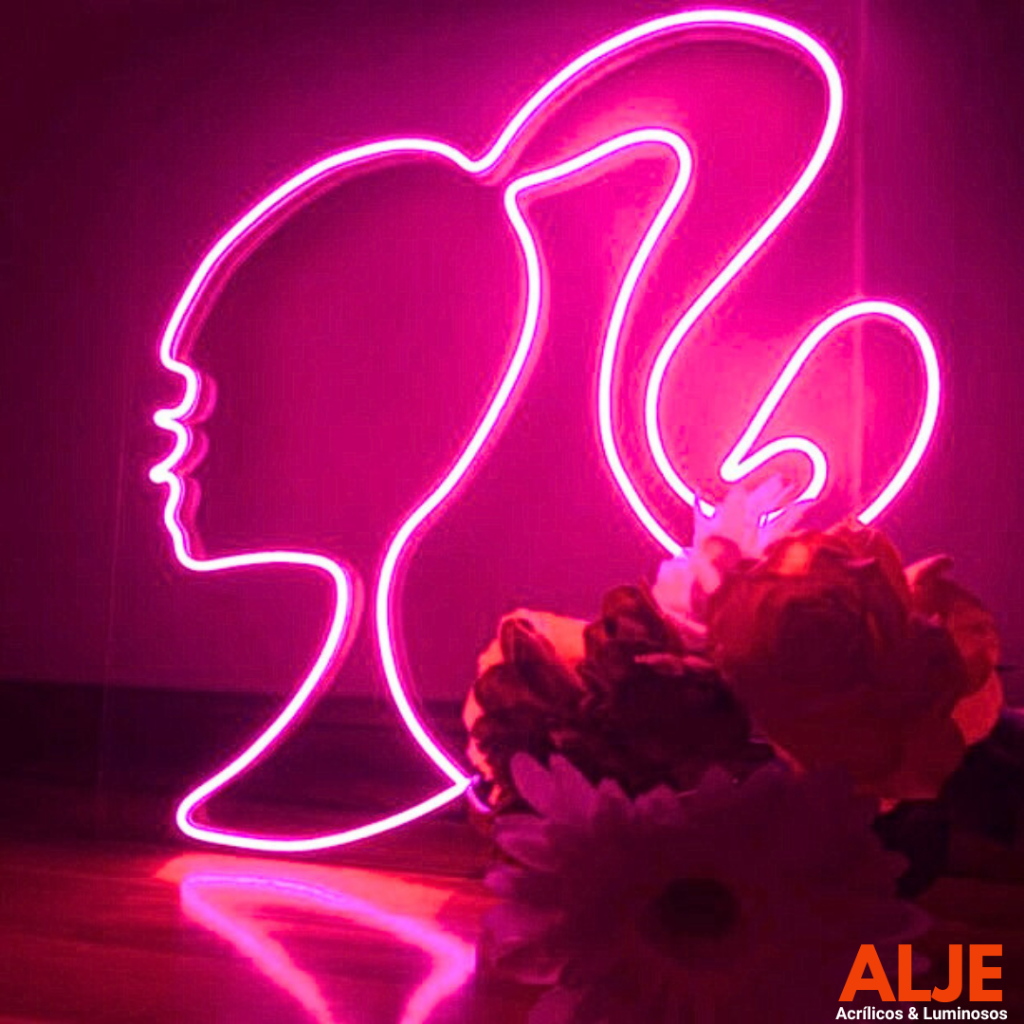 Painel Barbie em Led Neon Rosa 40x40 para Festas