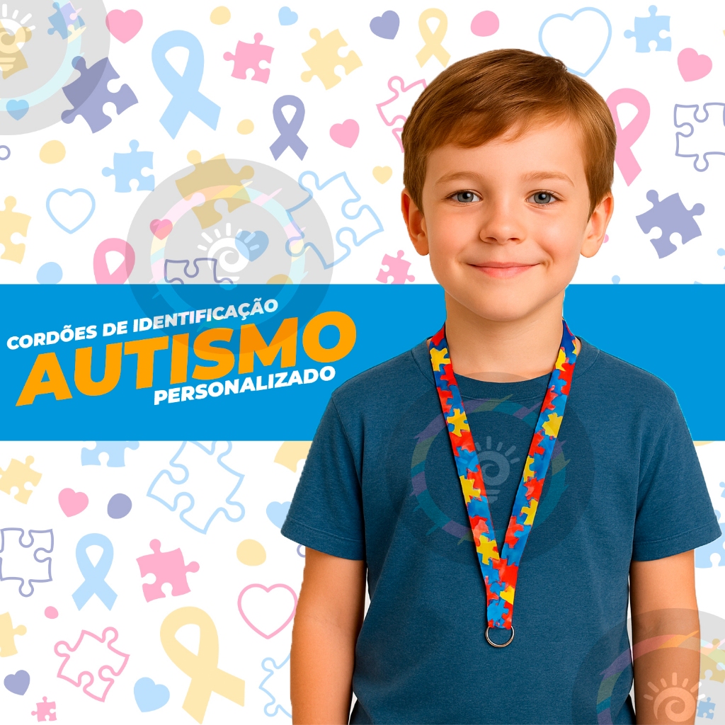 Cordão de Identificação Autista Personalizado em Fita Acetinada com Cores Vivas e Alta Qualidade em Oferta na Shopee