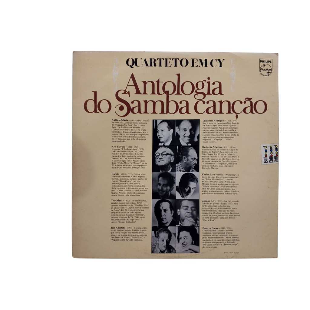 Lp Disco Vinil Antologia do Samba Canção Quarteto em CY Usado Conservado