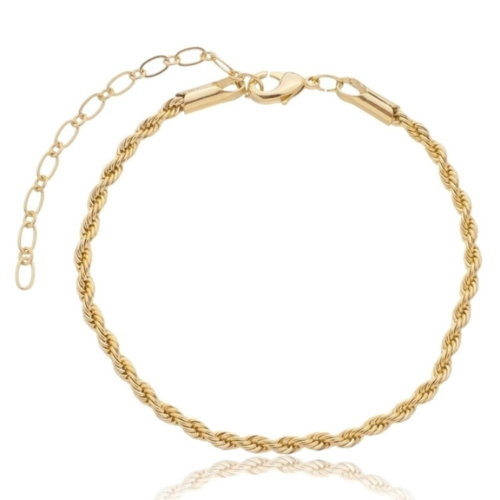 Pulseira Feminina Fio Baiano Dourada Banhada a Ouro 18k Hipoalergênica Delicada com Extensor 2mm
