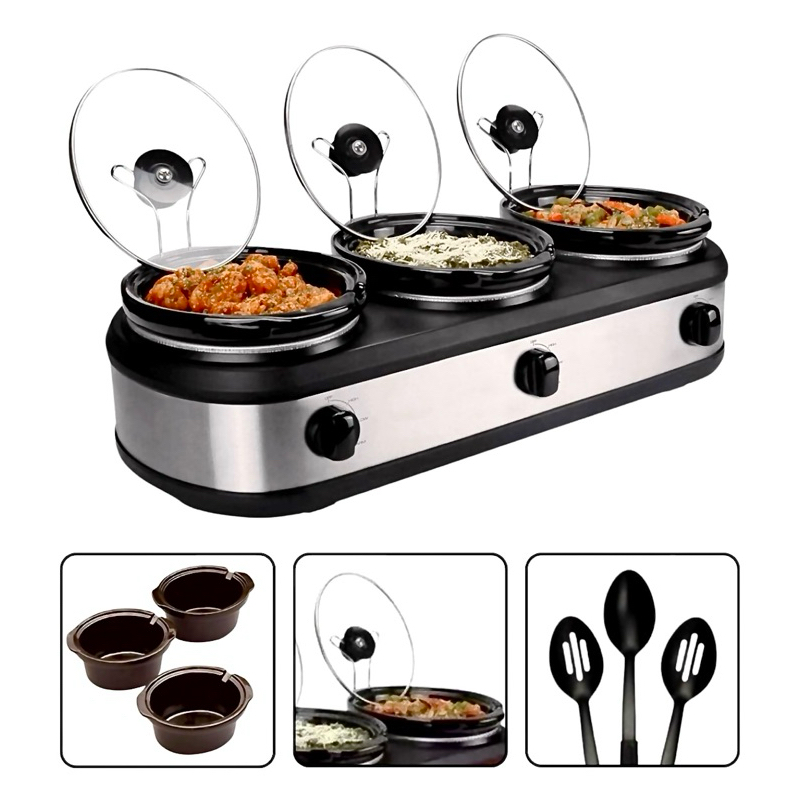 Triplo Buffet Elétrico 2,4L Inox Rechaud 127V Slow Cook Member's Mark