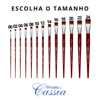 Pincel Chato Artistico Cabo Longo Ref.121 - Pincéis Cassia (Escolha o Tamanho)