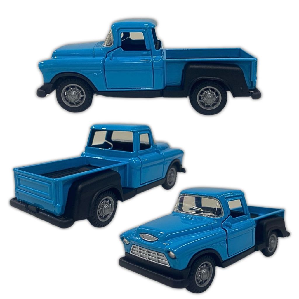 Miniatura Carrinho De Ferro Caminhonete 1955 Chevy Stepside Antiga Abre as Portas Com Fricção