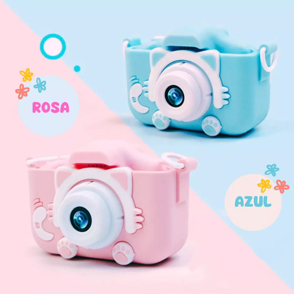 Máquina Fotográfica Infantil Digital Vídeos Hd Fotos Jogos cor Azul