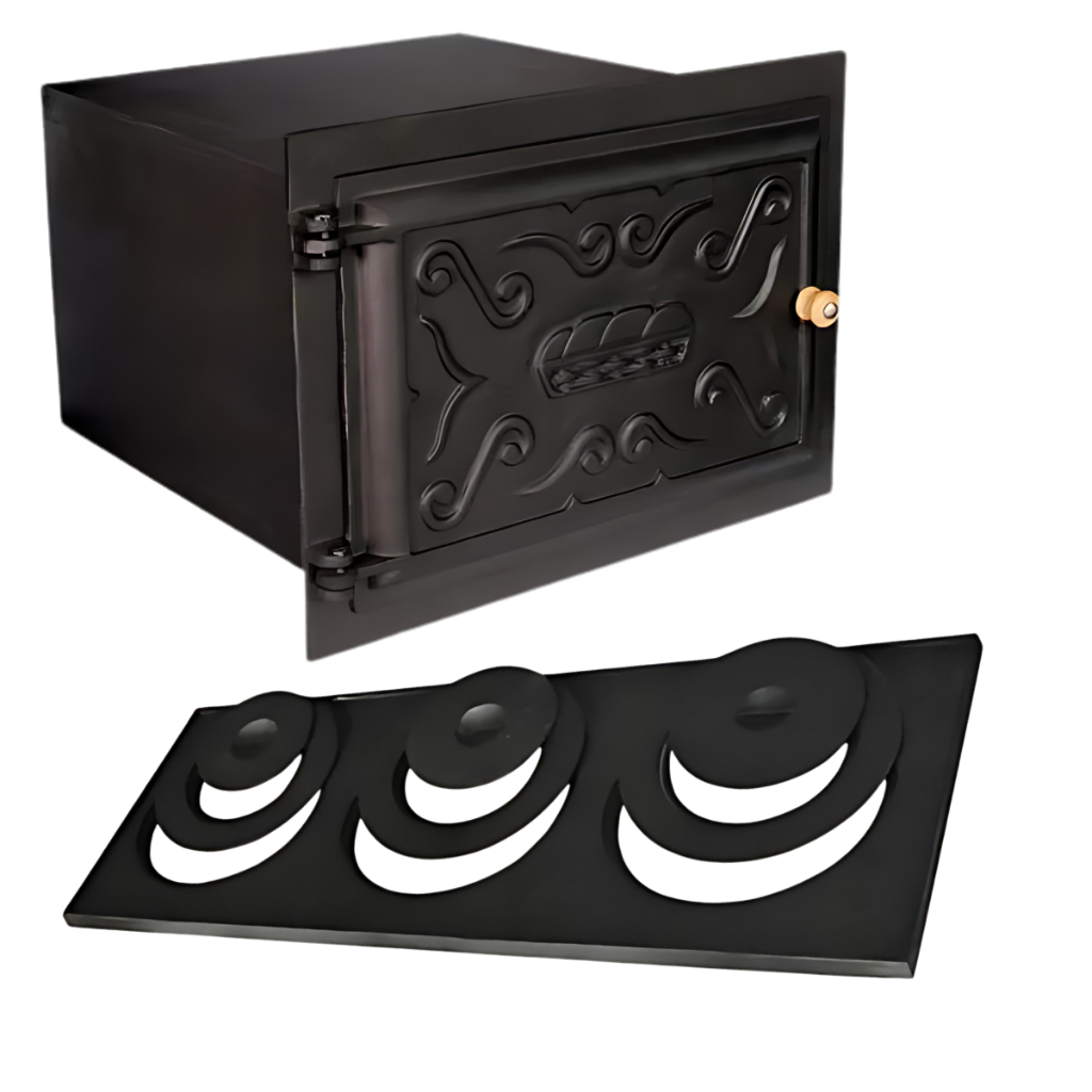 Forno Frente de ferro e Fundo de Aço Carbono - TAM. 51x47x32 + Chapa Especial 3F C/ Redução 70x32x28