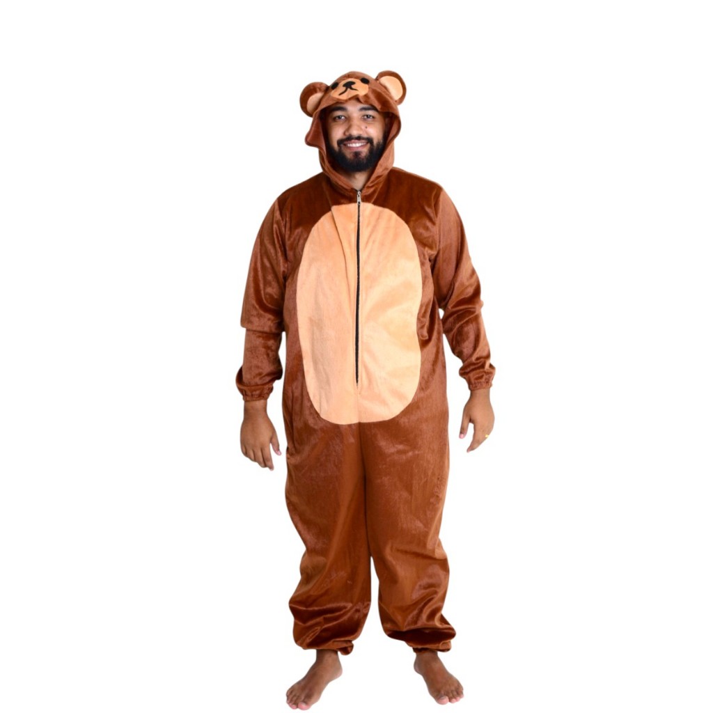 Kigurumi Urso Macacão Pijama Cosplay Urso Marrom Escuro