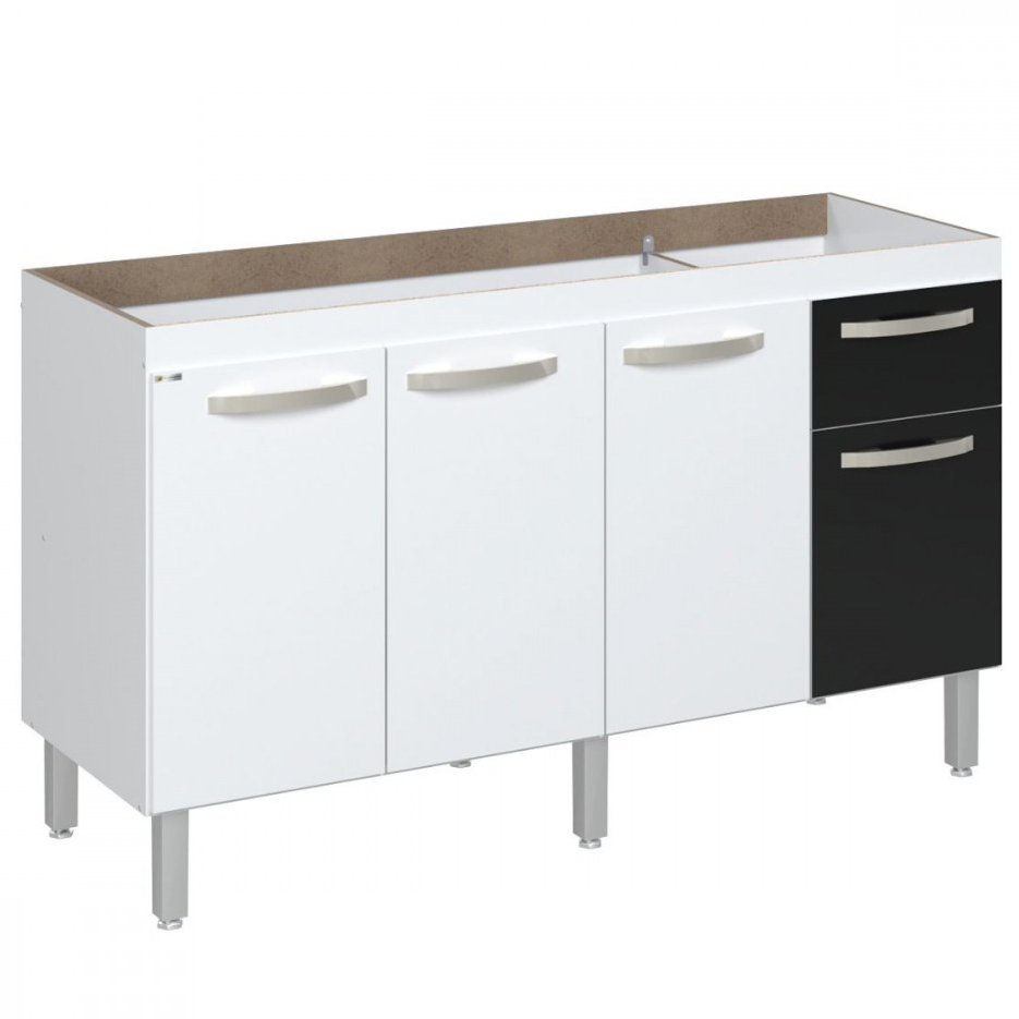 Balcão Flat De Cozinha 143 cm - 4 Portas e 1 Gaveta em Oferta na Shopee