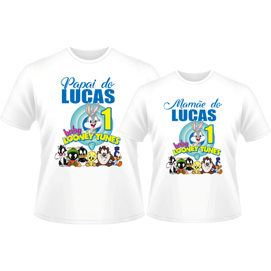 Kit 2 Camisetas Personalizadas Aniversário Looney Tunes em Oferta na Shopee