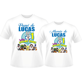 Kit 2 Camisetas Personalizadas Aniversário Looney Tunes em Oferta na Shopee