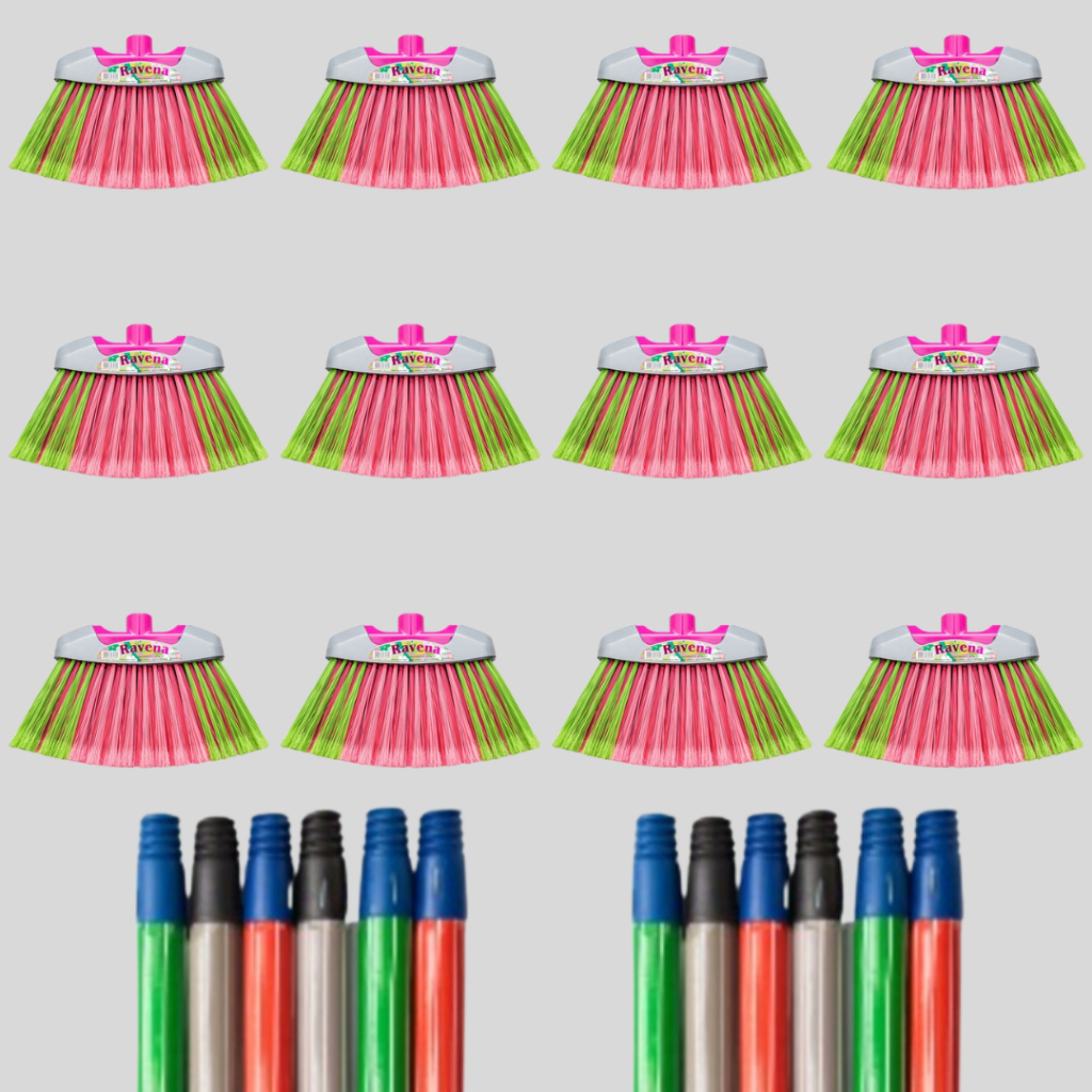 KIT COM 12 VASSOURAS RAVENA COM CABOS