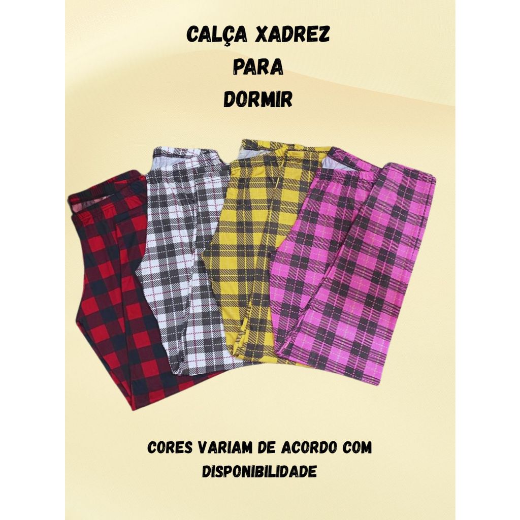 Kit 2 Calças XADREZ  FINAS DE POLIESTER em Oferta na Shopee