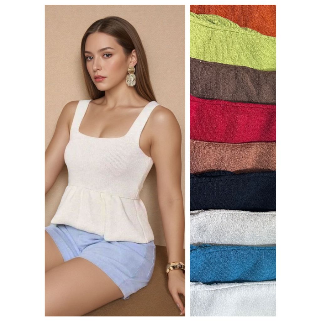 Blusa Feminina Regata Peplum Bata Rodadinha Modal Trico Verão 2025 Tendencia Moura Tricot