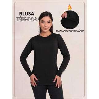 Blusa Camisa Térmica Flanelada Feminina Tecido Grosso Frio Inverno