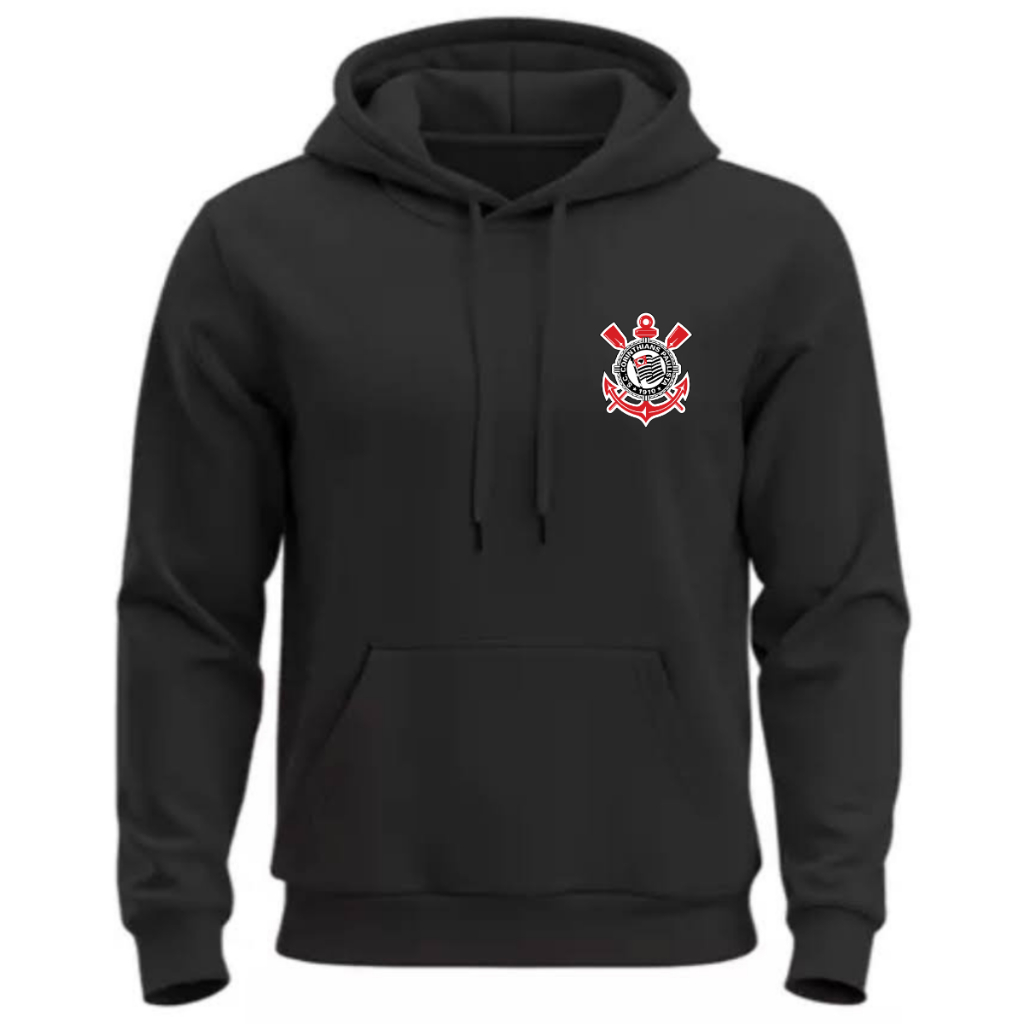 Moletom Flanelado Canguru Blusa Quentinha Casaco Corinthians Timão Time do Pov Estampad Desenh Time