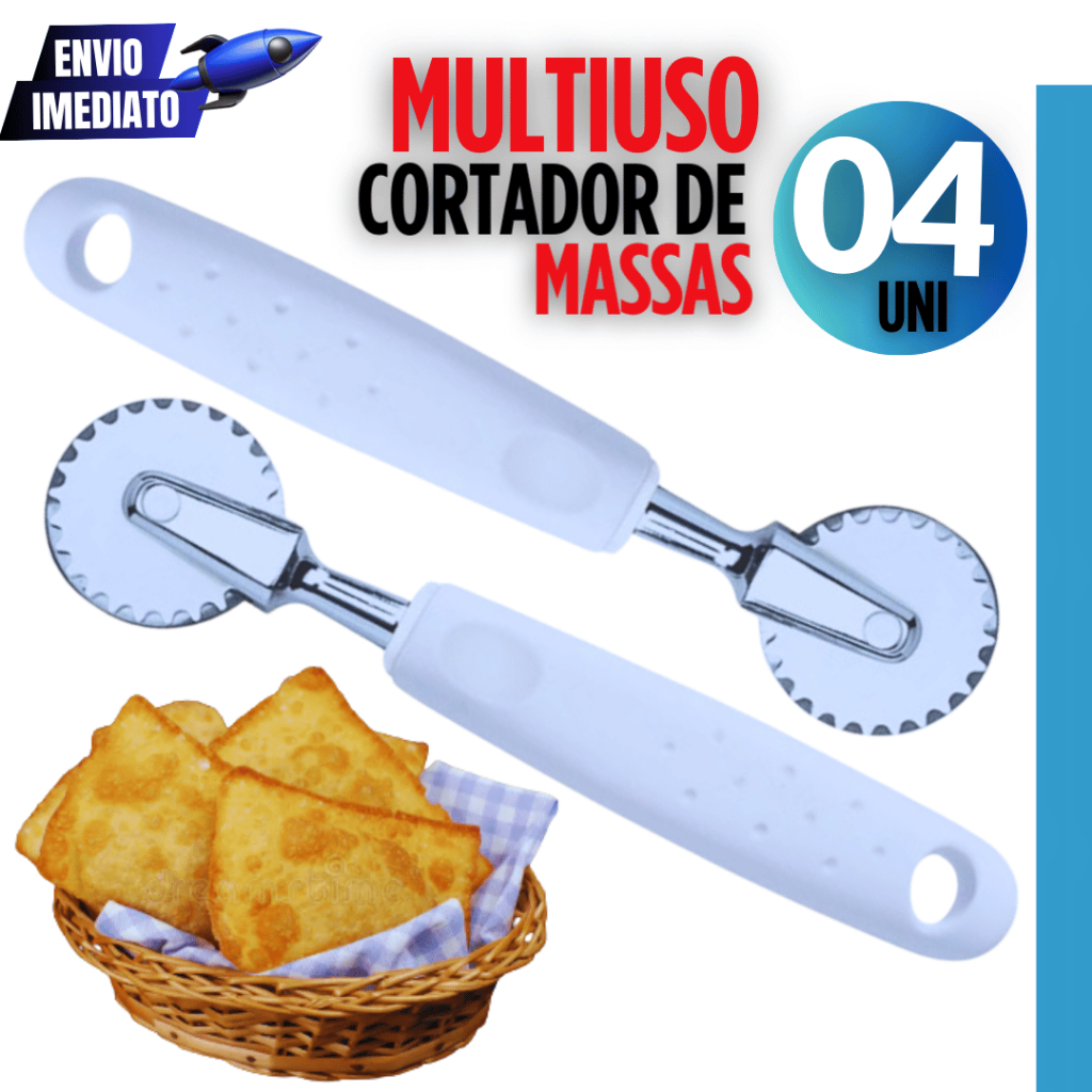 Kit 4 Cortadores de Massa em Aço Inox  Precisão e Praticidade Para sua Cozinha Uso Diário Variáveis Utilidades Casa