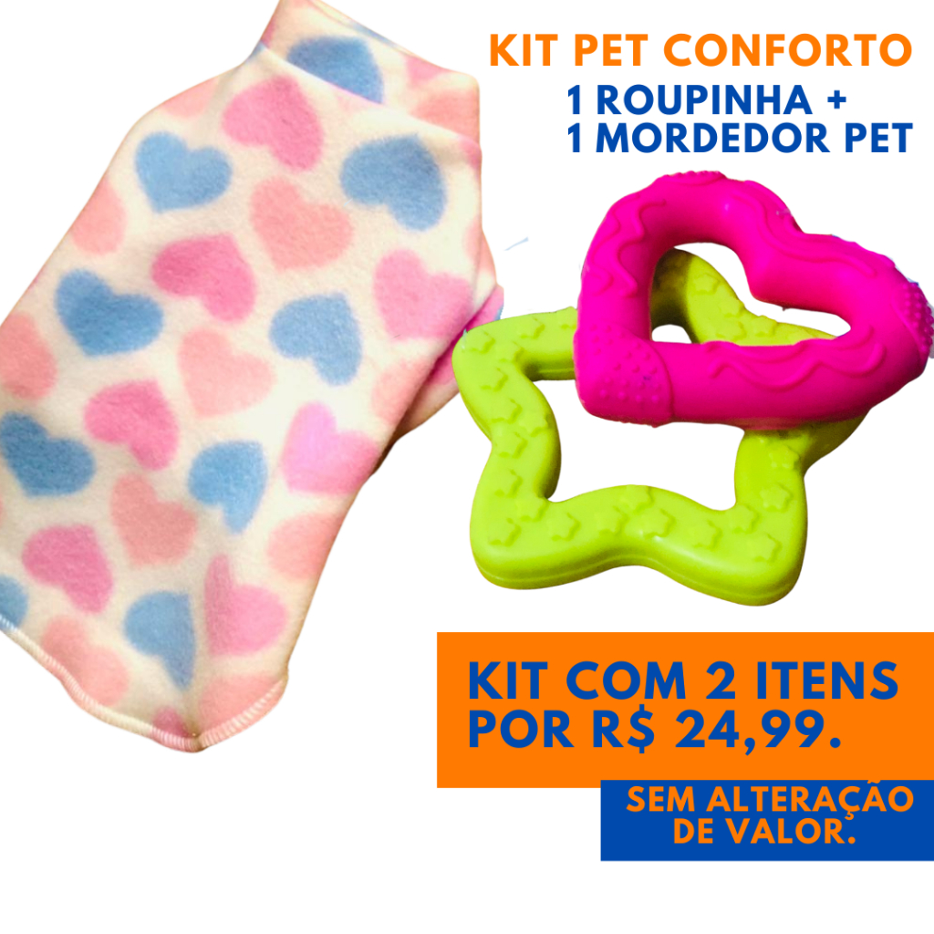 Kit Pet Co Orto & Diversão 1 Roupinha Pet 1 Mordedor Pet Brinquedo Pet Acessório Pet Roupa Pet.