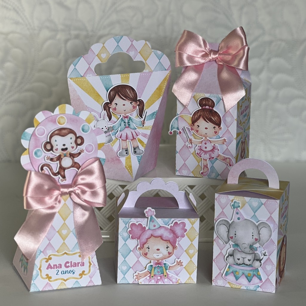 Circo Rosa KIT Pegue e Monte Lembrancinha De Festa Lembrancinha Personalizada Festa Infantil